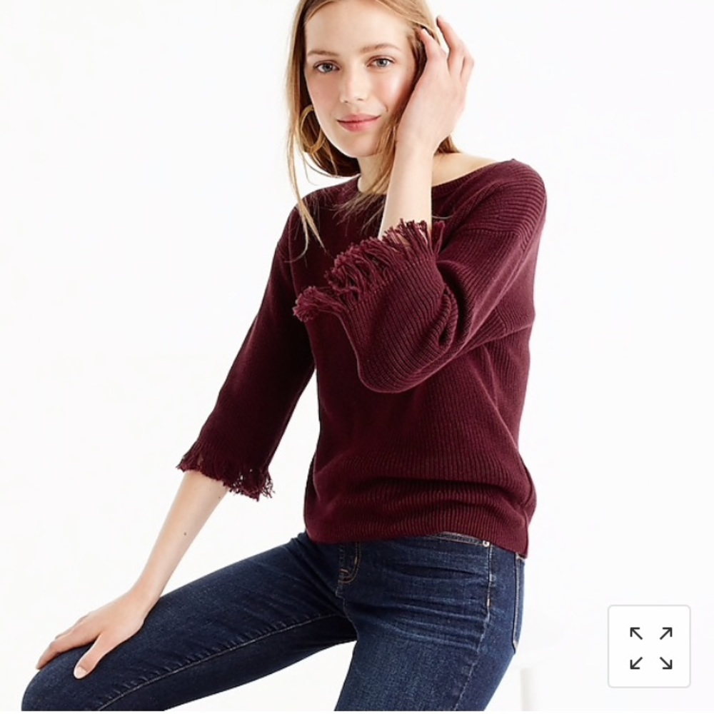 J Crew Crewneck sweater with fringe